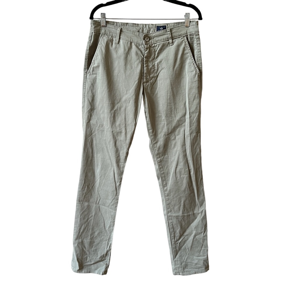 Ag Adriano Goldschmied Lux Khaki Tailored Trousers Mens Straight Leg Lt Green 31